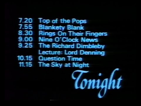 Thursday 20th November 1980 BBC1 - Nationwide - Top Of The Pops - Sky At Night - Tomorrow’s World