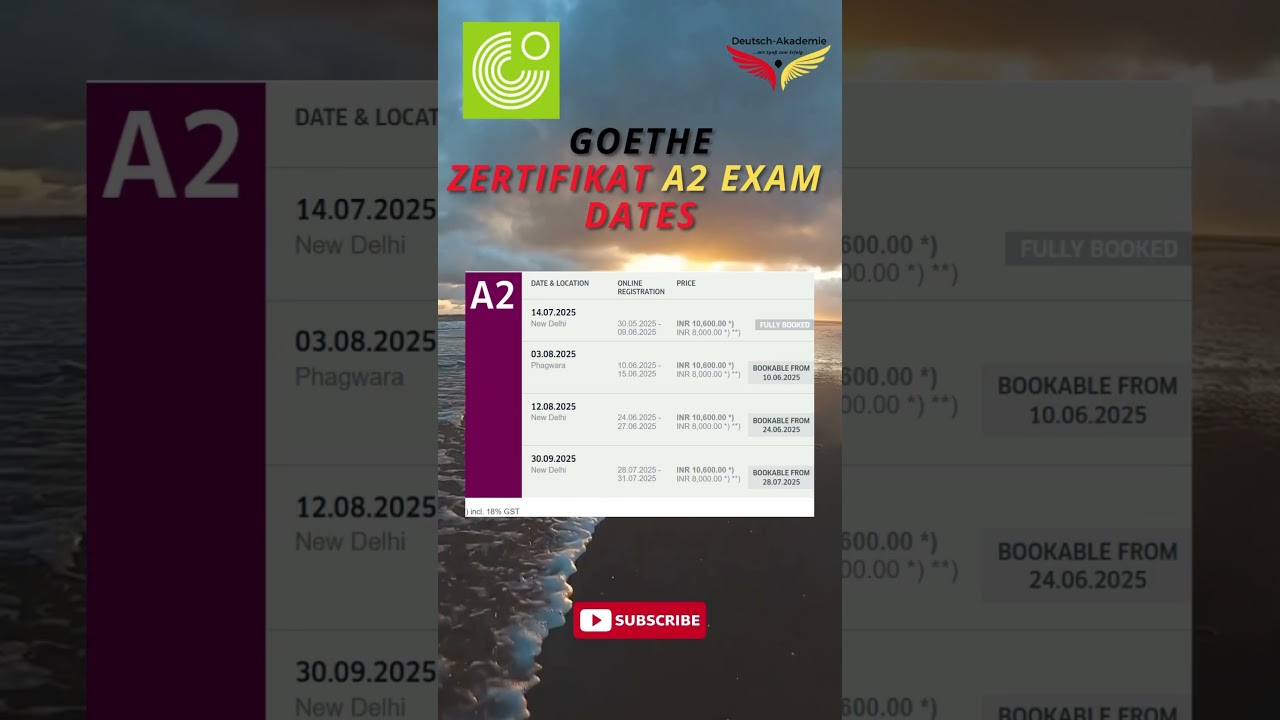 A2 Goethe Exam Dates out! July - Sep 2025 | Full update for German Students