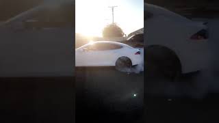 Tesla Model S P85 burnout