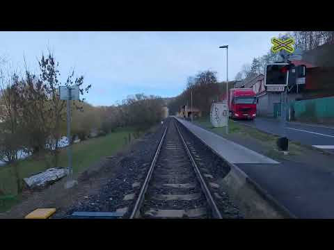 Čerčany - Zruč nad Sázavou / POHLED NA TRAŤ Z ČELA SOUPRAVY / 4K KVALITA