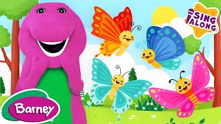 Five Little Butterflies | Animal and Insect Song for Kids | Barney the Dinosaur