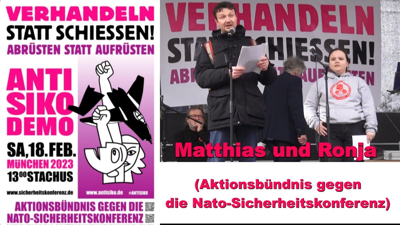 Anti-Siko-Kundgebung Marienplatz München: Rede von Matthias und Ronja für das Aktionsbündnis gegen die NATO-Sicherheitskonferenz