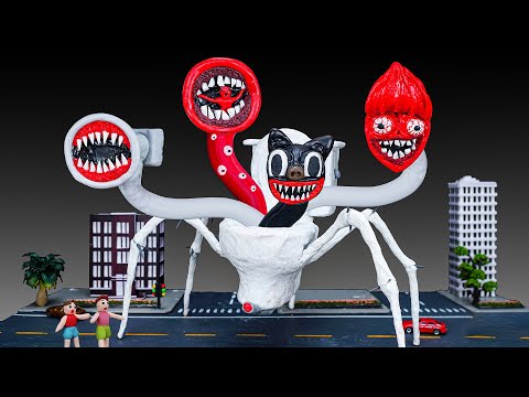 😱 TRAIN EATER vs BRIDGE WORM vs GREAT MOTHER MEGAPHONE vs CARTOON CAT in SKIBIDI TOILET with Clay