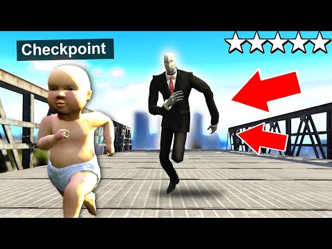 Playing As A BABY In GTA ... But SLENDER MAN Is AFTER US! - GTA 5 Mods Funny Gameplay