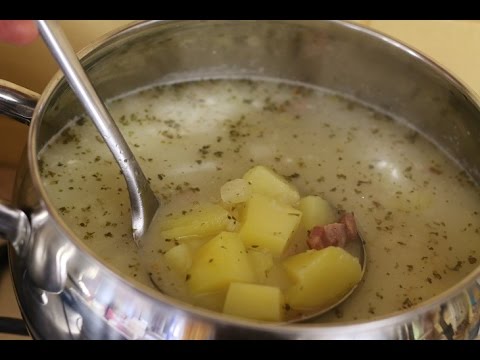 Potato soup, quick soup with or without smoked meat