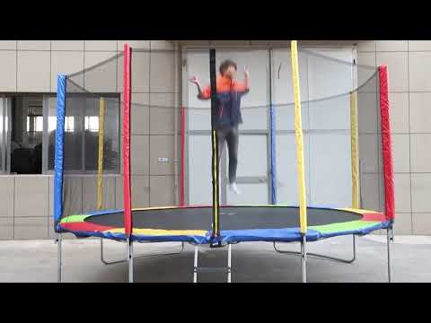 Toy Park PI580 14Ft Rainbow Trampoline With Basketball Hoop