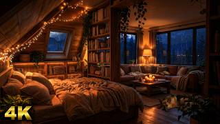 Thunderstorm & Rain: Safe in a Log Cabin with Books, Candles, and Sleeping Pets - No Fireplace