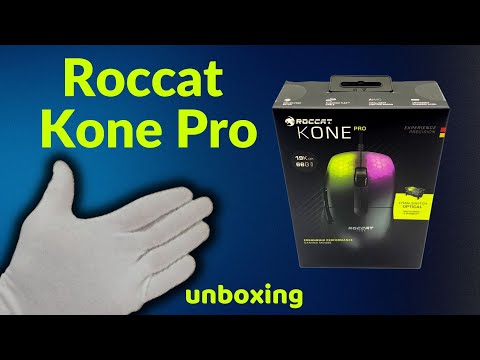Roccat Kone Pure Ultra unboxing - Black Gaming Mouse Unboxing + LED Test
