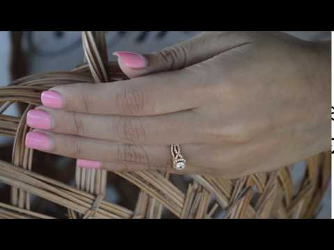 Cushion Infinity Halo Engagement Ring Bridal Set (2 Rings) (0.89 Ct.) - TwoBirch - ST-ENG-379-RG-E5H