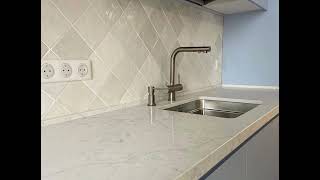 Современная прямая серо-голубая кухня Проект 54 фото 6