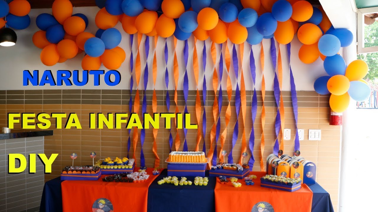 DIY - Festa infantil GASTANDO POUCO - Naruto/CupCake, Painel, Convites, Faixa Naruto, Feat. BUBA DIY