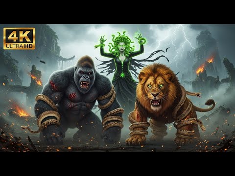 Gorilla and Lions VS Medusa Gorgon And Her Snakes: STOP Ignoring DANGER of Medusa on Skull Island