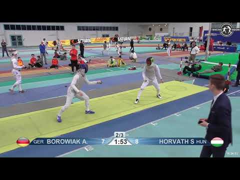 2018 1234 T32 08 M F Individual Halle GER European Cadet Circuit YELLOW HORVATH HUN vs BOROWIAK GER