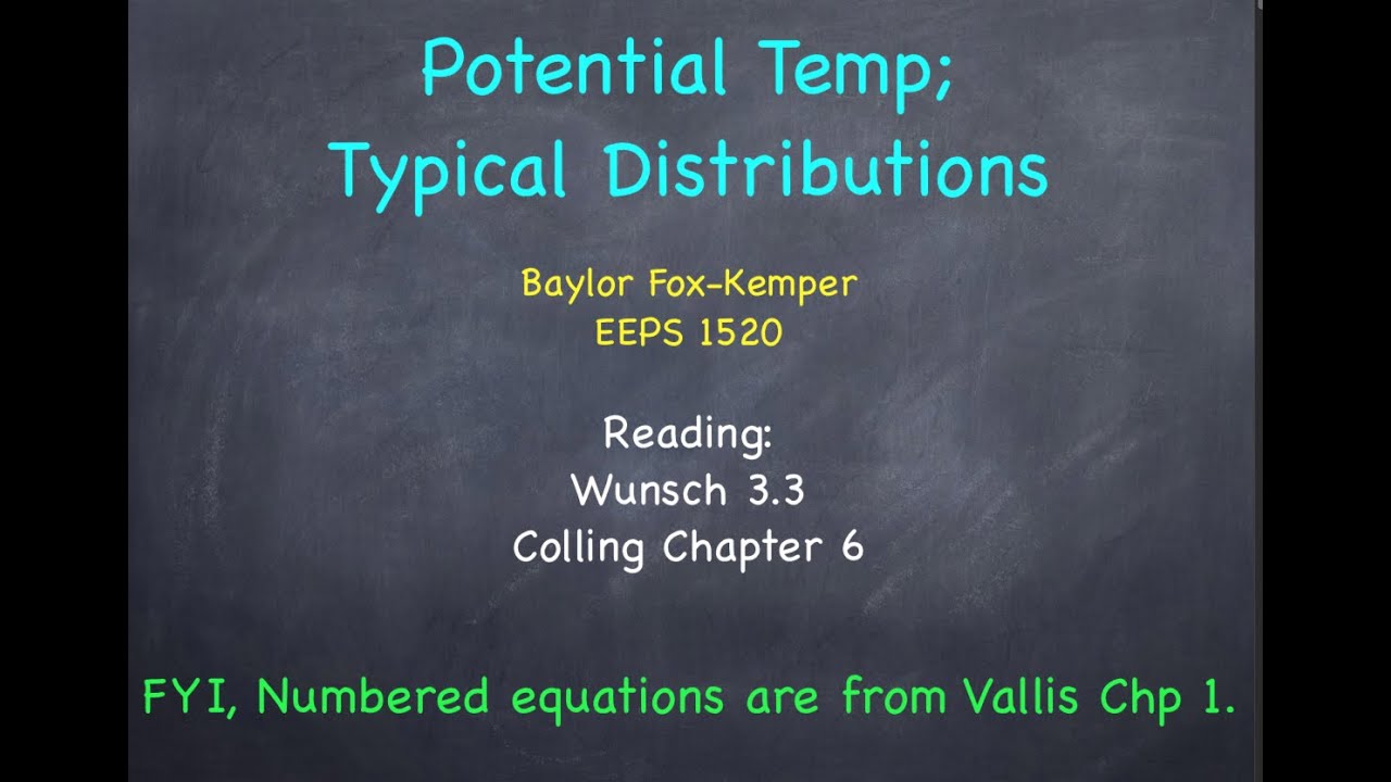 EEPS1520: 05 Potential Temperature