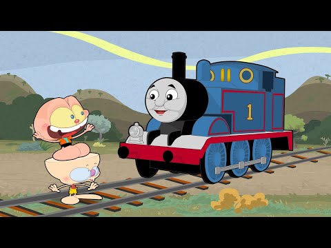 Mongo e Drongo trombam com Thomas, O Trem - Paródia de Thomas e seus amigos em desenho animado