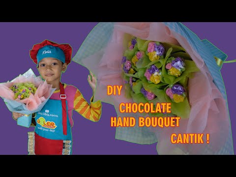 cara mudah membuat chocolate hand bouquet | buket cokelat part 2 [bahasa]