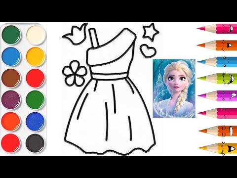 Colorier une Robe de princesse reine des neiges Elsa Frozen II vidéo éducative & Planète coloriage