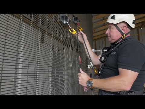 Fence top step access and fall protection