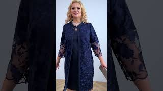 Tmavě modré pouzdrové šaty s krajkovým kardiganem "Tristy" 