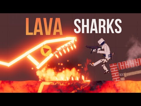 Lava Sharks attack people in Lava Pit - People Playground 1.21