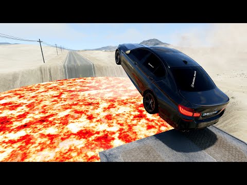 Cars VS Giant Lava Pit Beamng Drive
