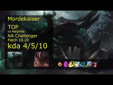 Mordekaiser vs Malphite Top - NA Challenger 4/5/10 Patch 10.20 Gameplay