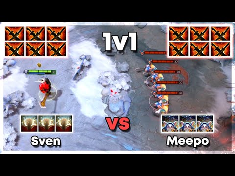 Level 30 Sven vs Level 30 Meepo with 6x Sange and Yasha - Dota 2 1v1