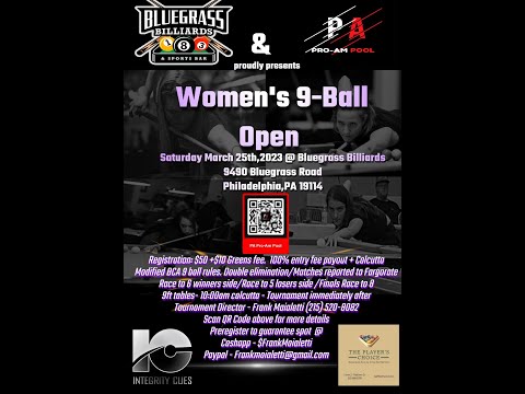 PA Pro-Am Pool Presents The Bluegrass Women's 9 Ball Open Match #12 Gia Napolitano Vs. Nicole Nester