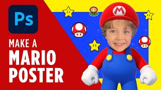 Create a Mario-Themed Kid Birthday Poster | Character Face Swap Photoshop Tutorial