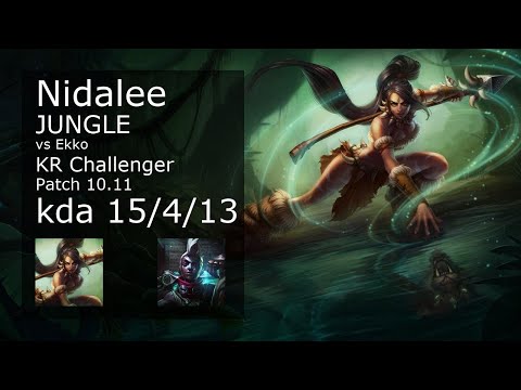 Nidalee vs Ekko Jungle - KR Challenger 15/4/13 Patch 10.11 Gameplay