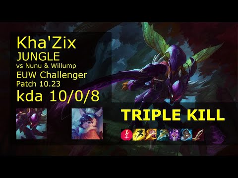 Kha'Zix Jungle vs Nunu & Willump - EUW Challenger 10/0/8 Patch 10.23 Gameplay