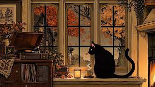 Rainy Autumn Day | 1940s Jazz & Cozy Fireplace Ambience