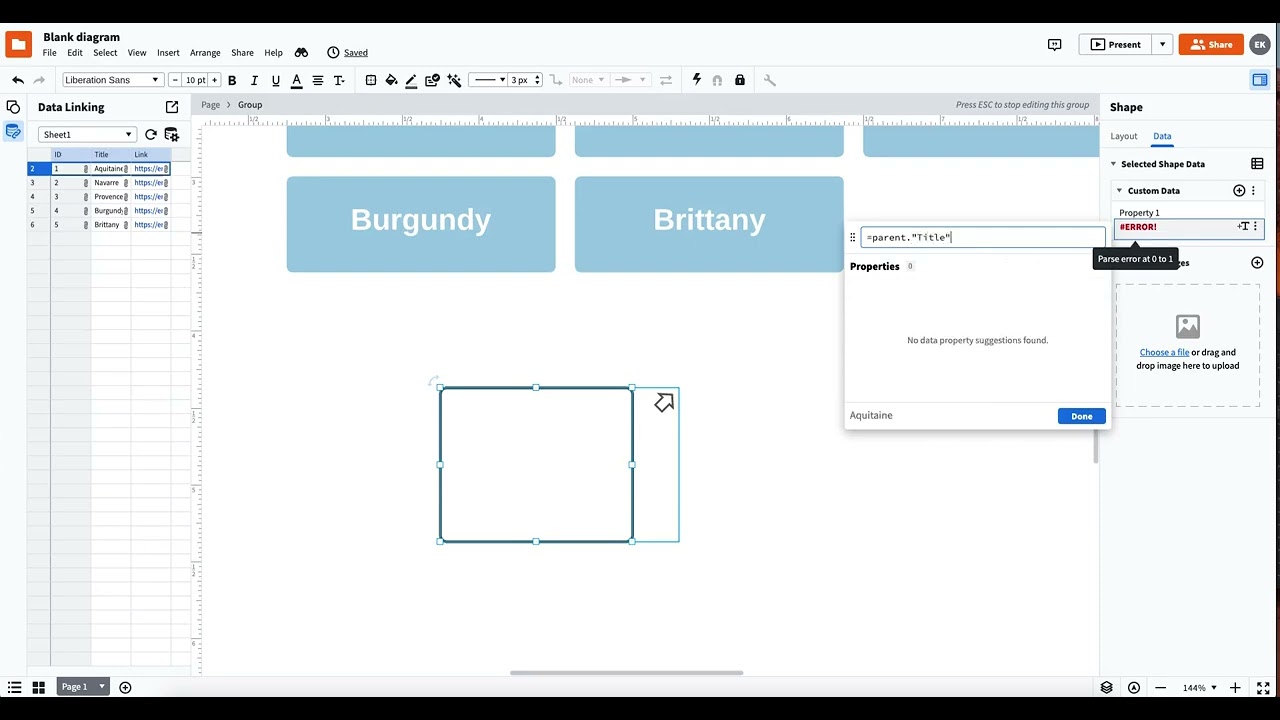 Auto link shapes from spreadsheet data in Lucidchart