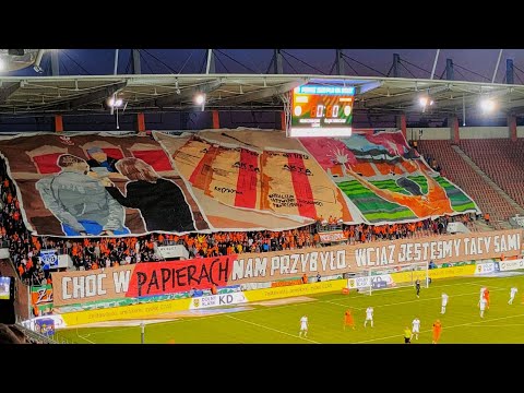 "Choć w PAPIERACH nam przybyło..." - oprawa kibiców Zagłębia na meczu ze Śląskiem | 15.07.2022