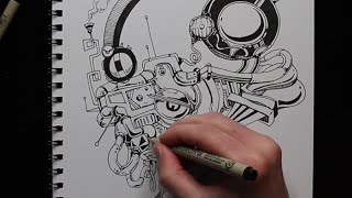 Pen & Ink Drawing - Machine