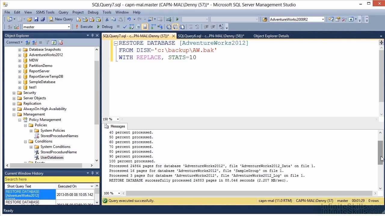 Microsoft SQL Server 70-462 Tutorial | Restoring Full Backups