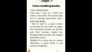 English short paragraph "l love reading books" 