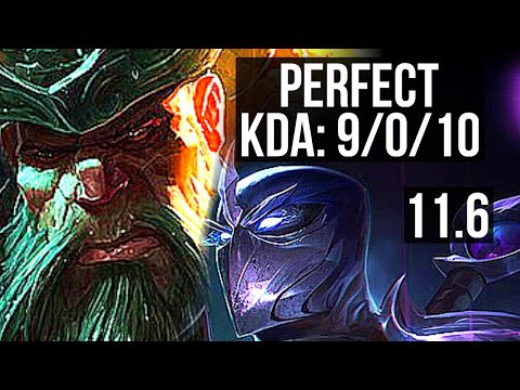 GANGPLANK vs SHEN (TOP) | 9/0/10, Legendary, 300+ games | EUW Master | v11.6