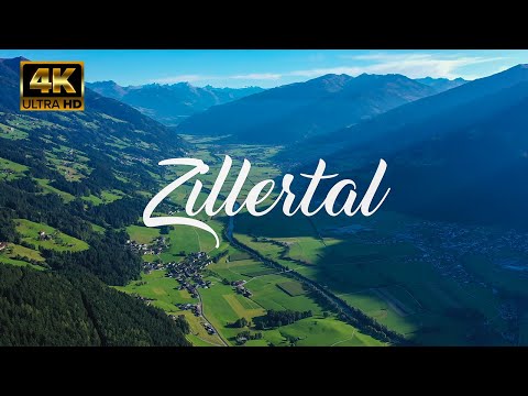 Zillertal Valley - tourist region. Tyrol, Austria. Relaxing video in 4K.
