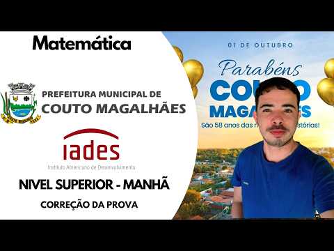 CORREÇÃO DA PROVA: NIVEL SUPERIOR MANHÃ 18/04 - COUTO MAGALHAES TO 2026