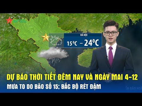Dự báo thời tiết đêm nay và ngày mai 4/12 | Mưa to do tàn dư bão số 15; Rét đậm; Nguy cơ áp thấp mới