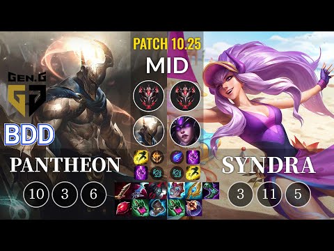 GEN Bdd Pantheon vs Syndra Mid - KR Patch 10.25