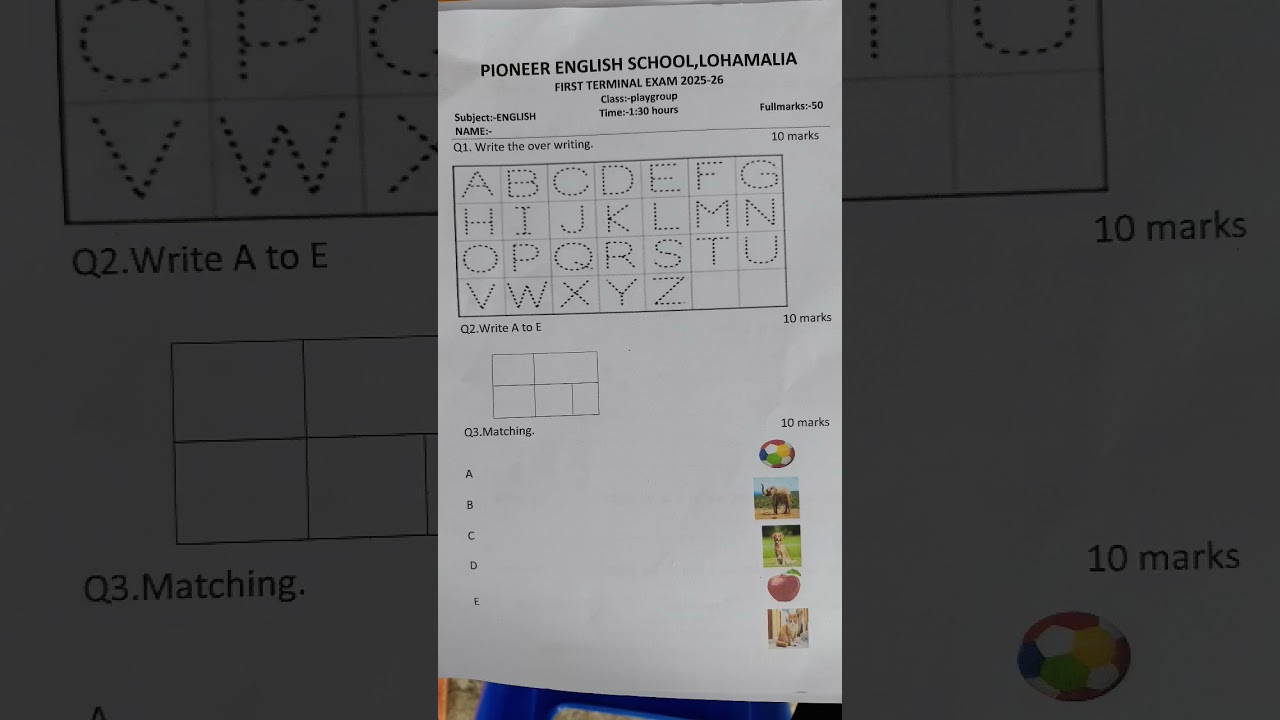 PLAYGROUP question paper. #education #study #english