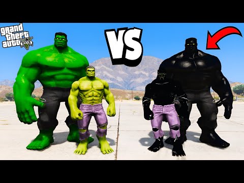 Team Green Hulk Vs Team Black Hulk Epic Battle In GTA 5!