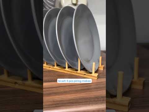 Gambar Appetite Sevyn Piring Makan Dengan Rak Set 4 pcs - Abu-Abu