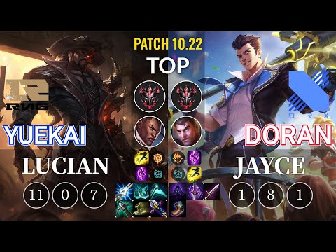 RNG yuekai Lucian vs DRX Doran Jayce Top - KR Patch 10.22