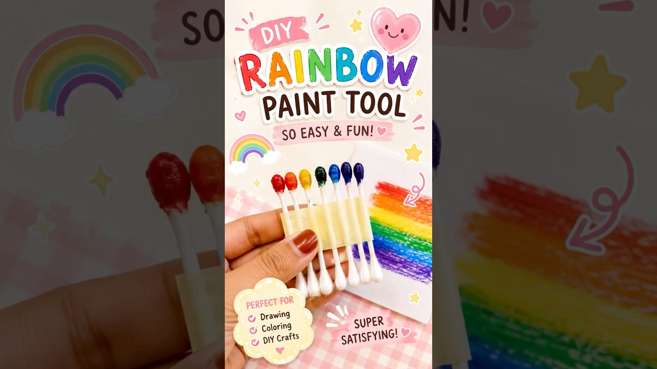 🎀✨DIY Rainbow Paint Tool 🌈🎨 | Fun & Relaxing Craft|It’s me Hana#funcraft#shorts