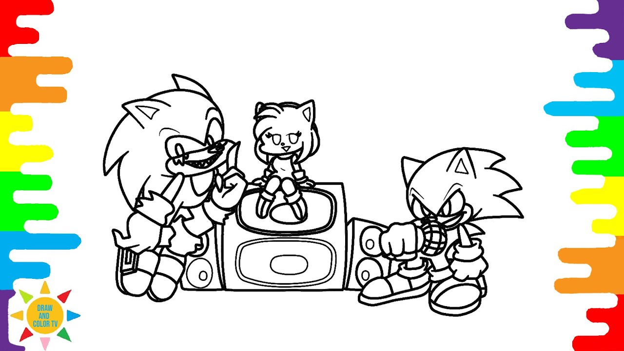 Sonic.Exe Vs Friday Night Funkin Coloring Page | Sonic.Exe Coloring | Different Heaven - Nekozilla