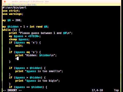 Beginner Perl Maven tutorial: 4.29 - Solution: number guessing game s show