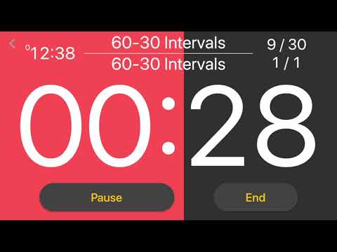 30 x (60 seconds - 30 seconds) intervals by Interval Timer: Custom Workout app